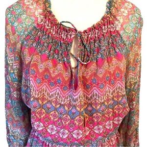 Diane von Furstenberg Parry Pink Printed 100% Silk Blouson Dress, Coromandel - 8